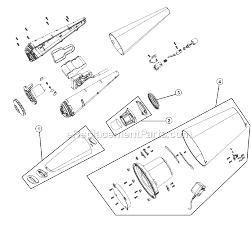 Page A Diagram and Parts List for M0213 BLU Dirt Devil Hand Vacuum